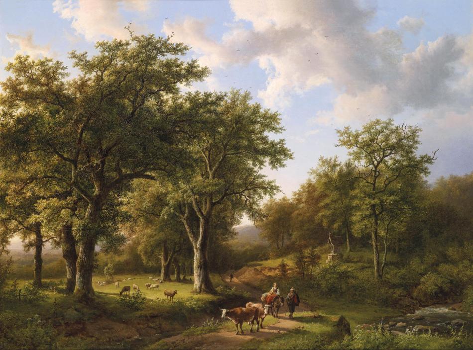 Barend_Cornelis_Koekkoek_Waldlandschaft_mit_Hirten_und_Vieh_1857