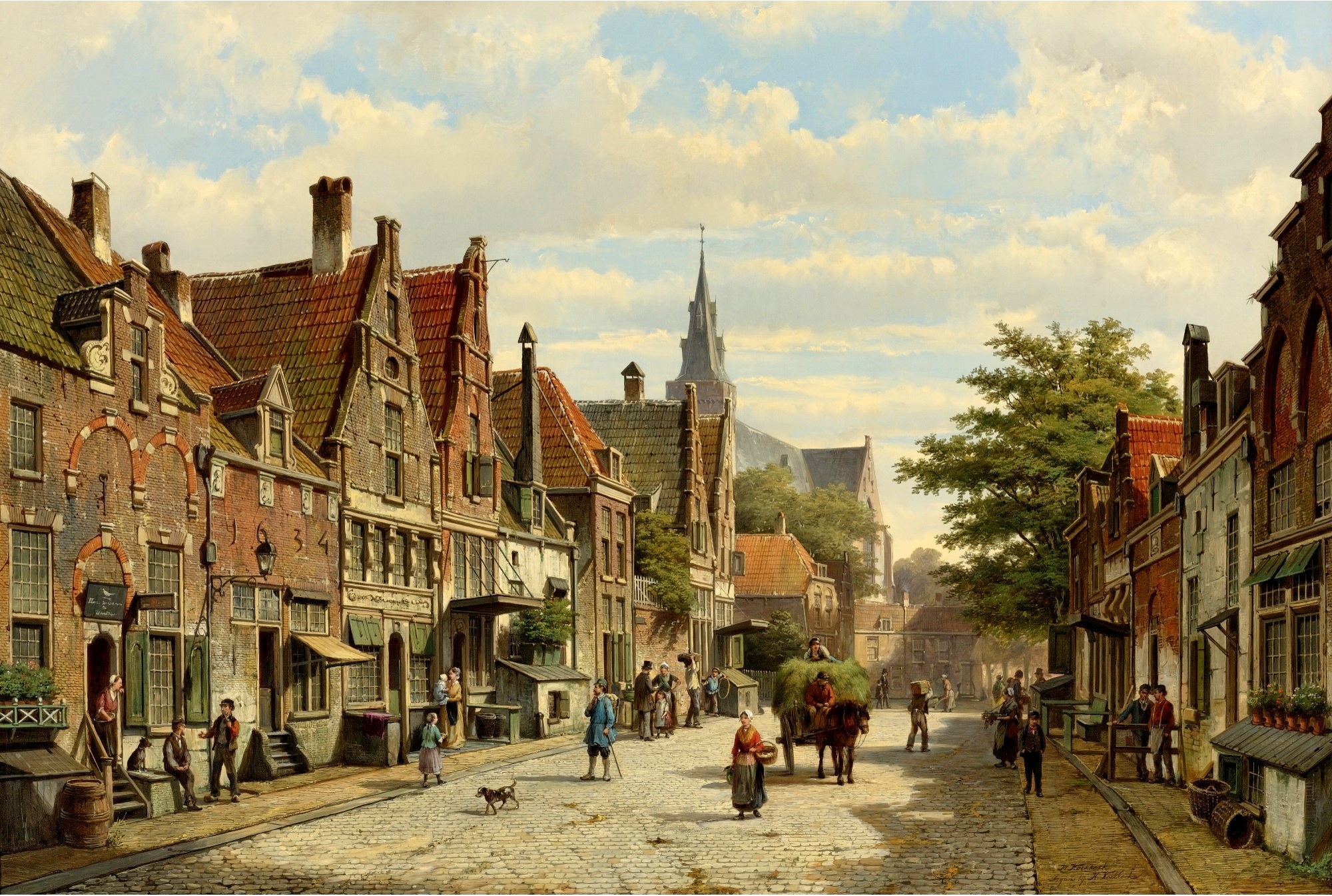 Старые европейцы. Виллем Куккук Голландия. Willem Koekkoek голландский город. Улица Европа 19 век.